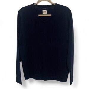 Nordstrom Dark Blue V Neck 100% Wool Sweater Size Large
